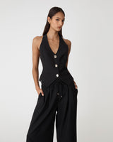 Amera Racer Back Vest in black — close-up view