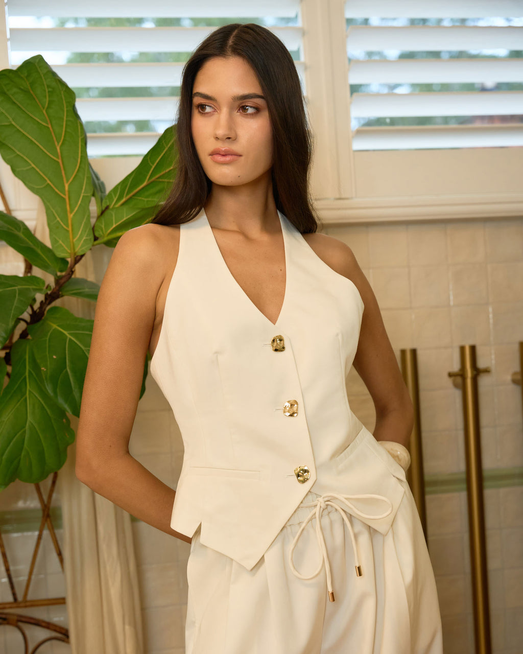 Amera Racer Back Vest in tofu — alternate view