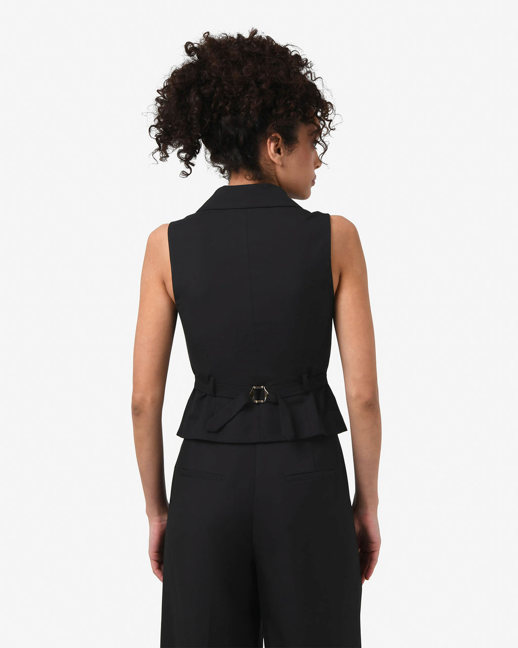 Amera Collared Vest in black — back view