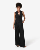 Amera Collared Vest in black — full-length view