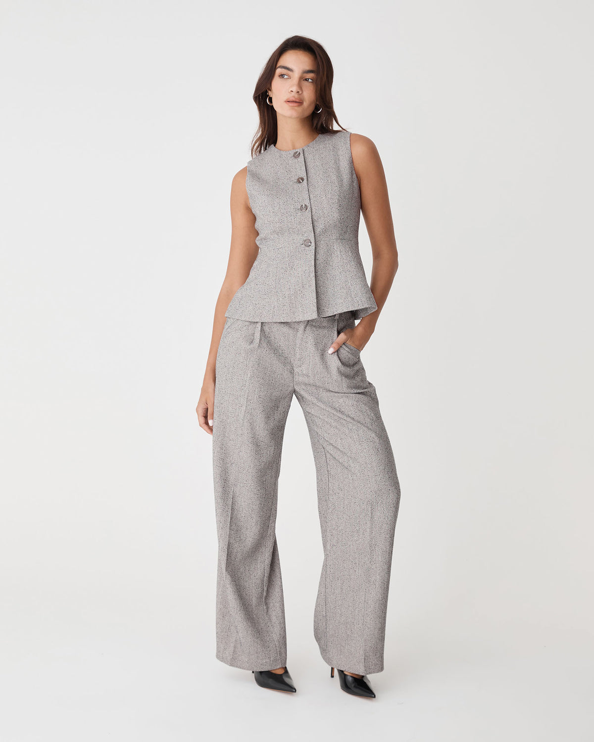 Nevada Herringbone Vest — full-length view 2
