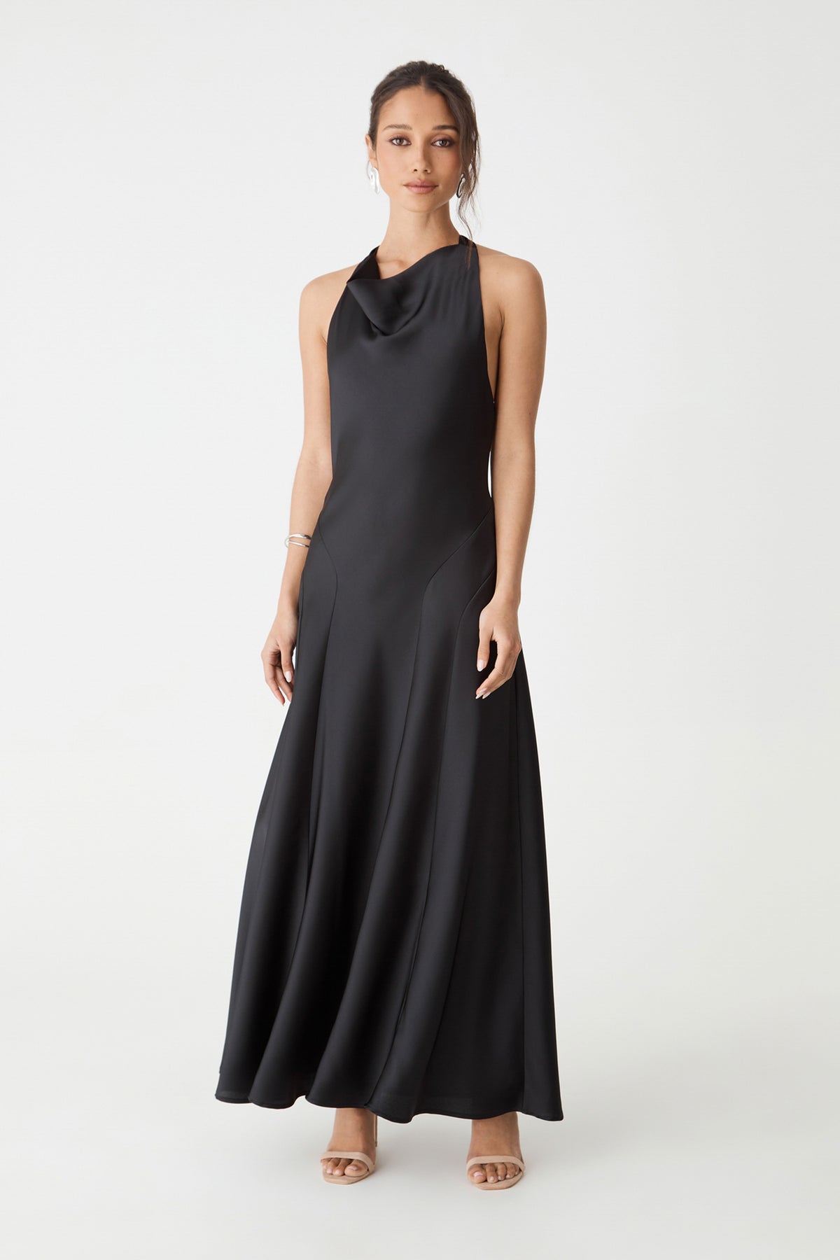 Santana Halter Satin Dress — view 3