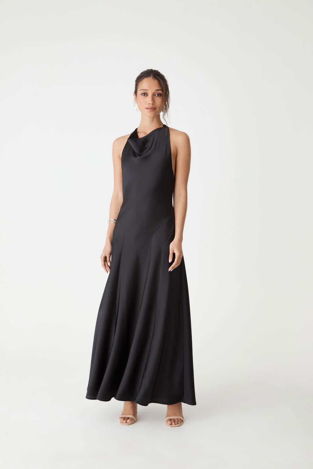Santana Halter Satin Dress — view 2