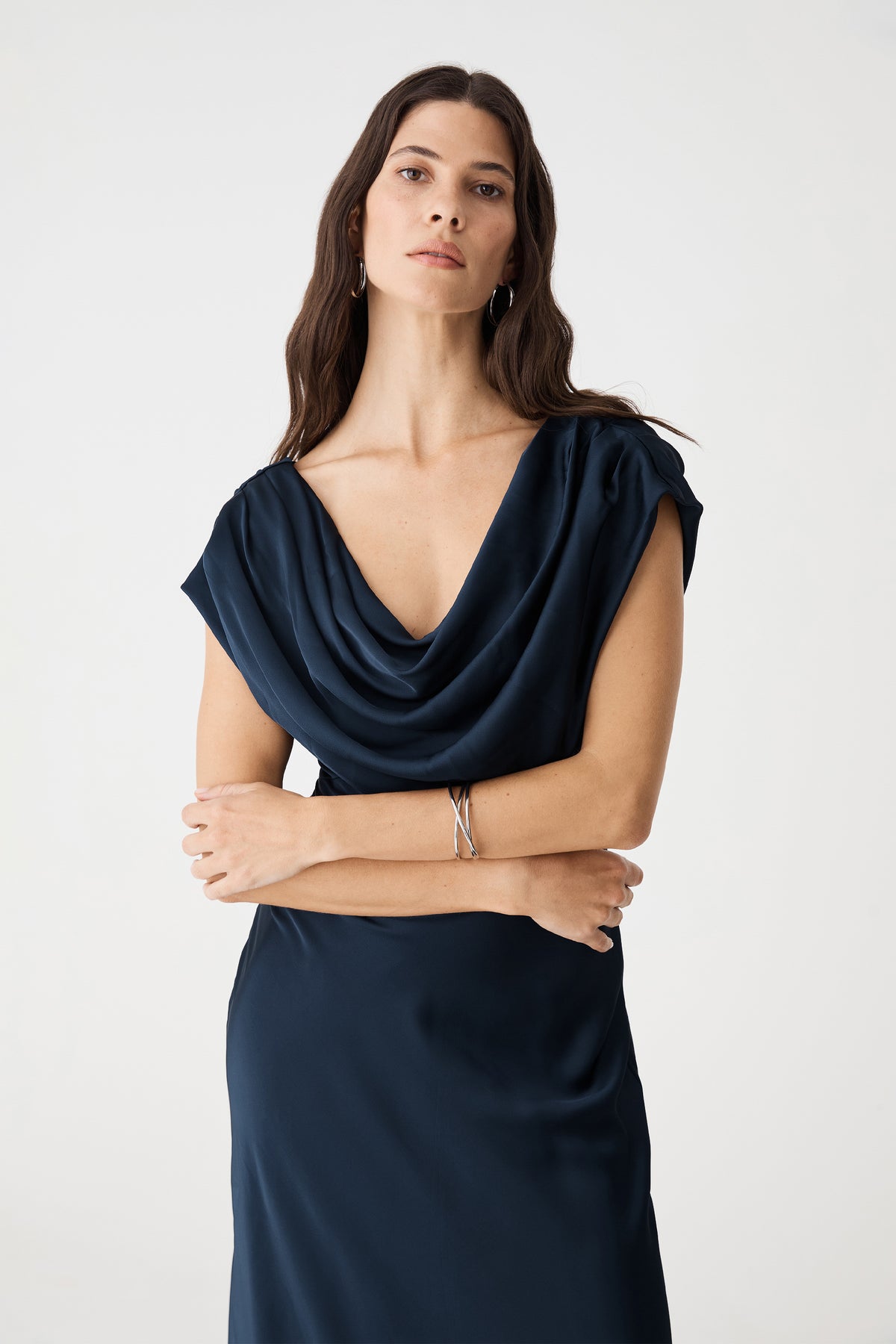 Caroline Cowl Satin Dress