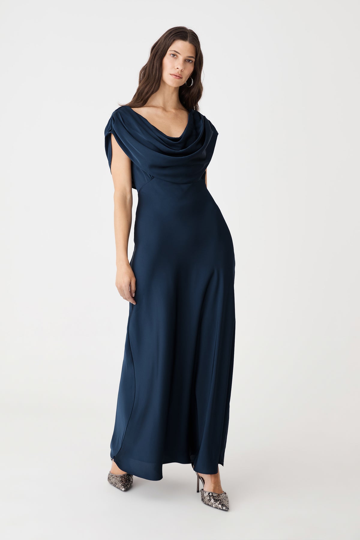 Caroline Cowl Satin Dress