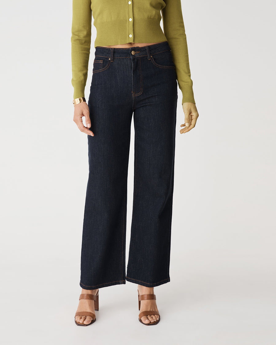 Mary Straight Leg Jeans in indigo — full-length view
