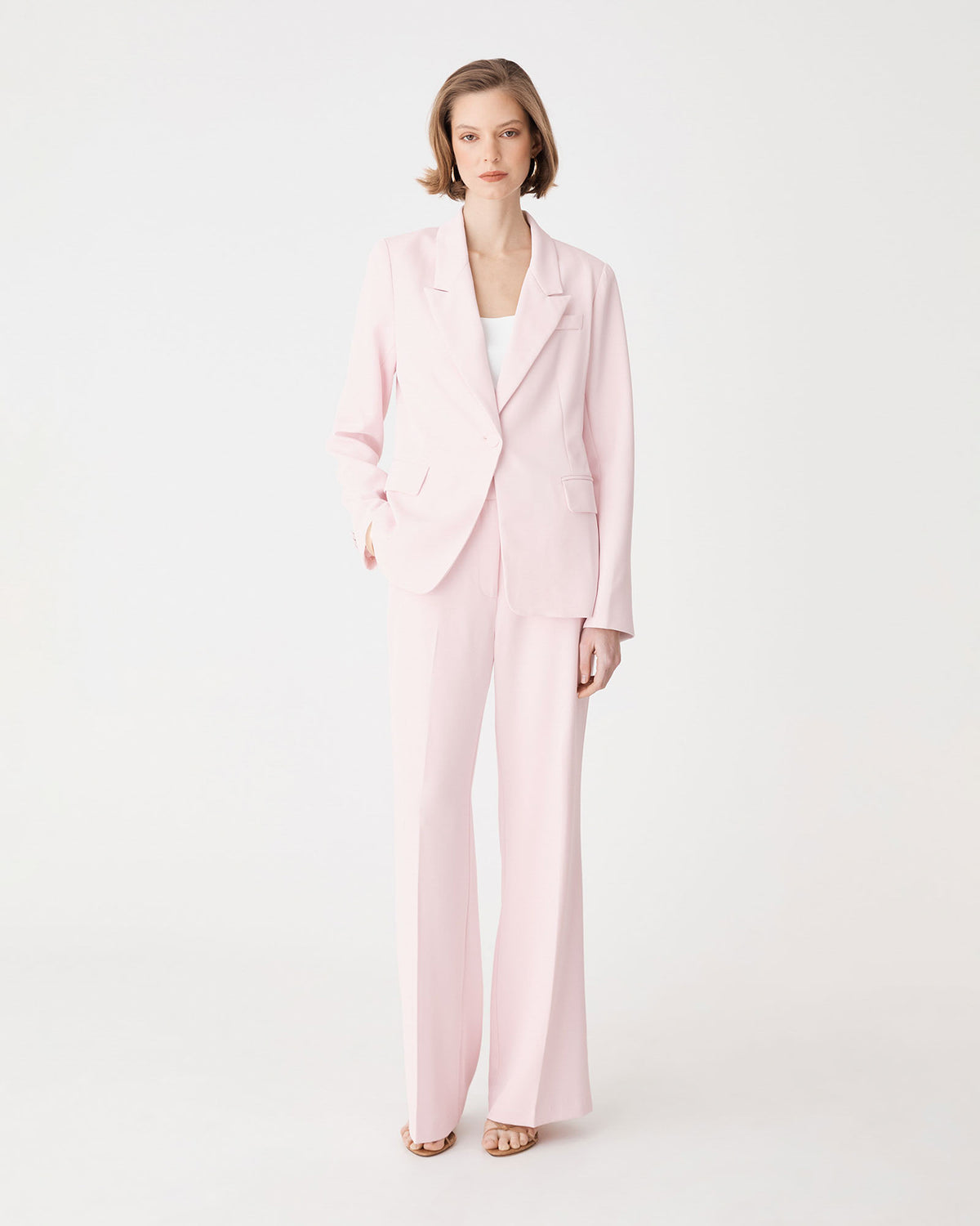 Chelsea Single Breasted Blazer in petal pink — full-length view