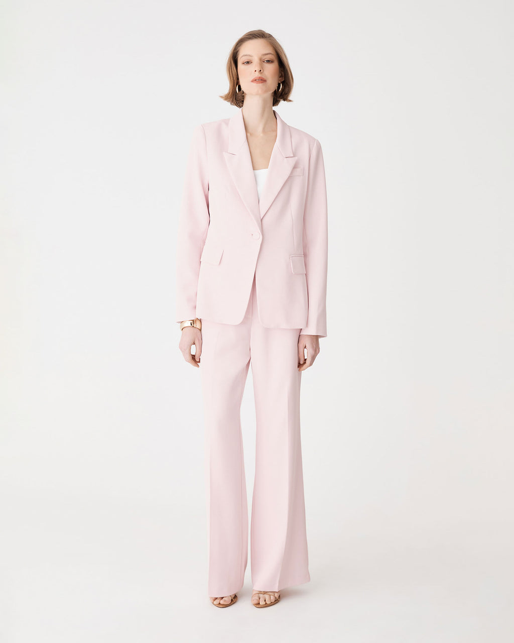 Chelsea Single Breasted Blazer in petal pink — full-length view 2