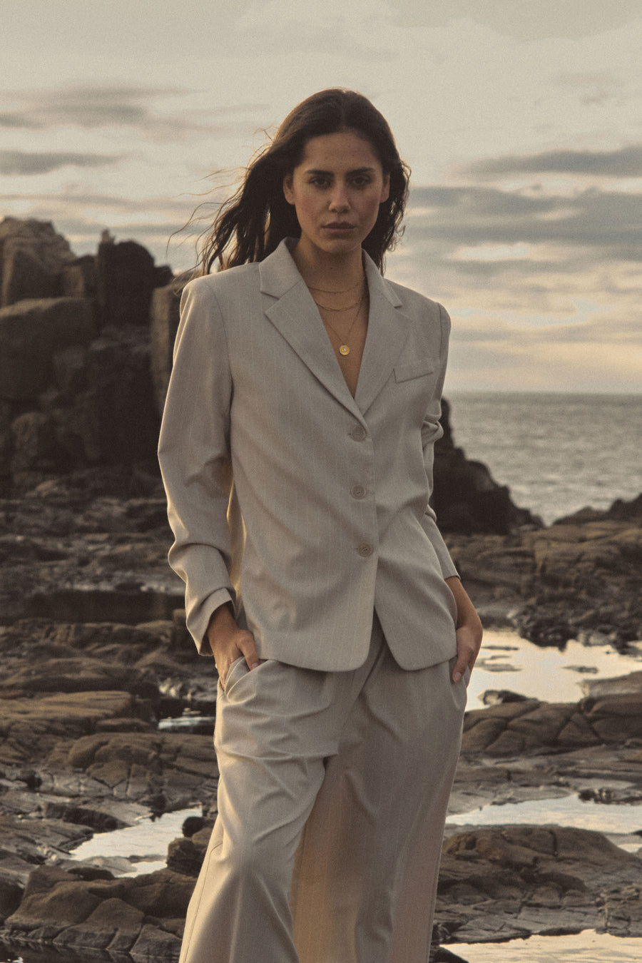 Zoe Relaxed Pinstripe Blazer