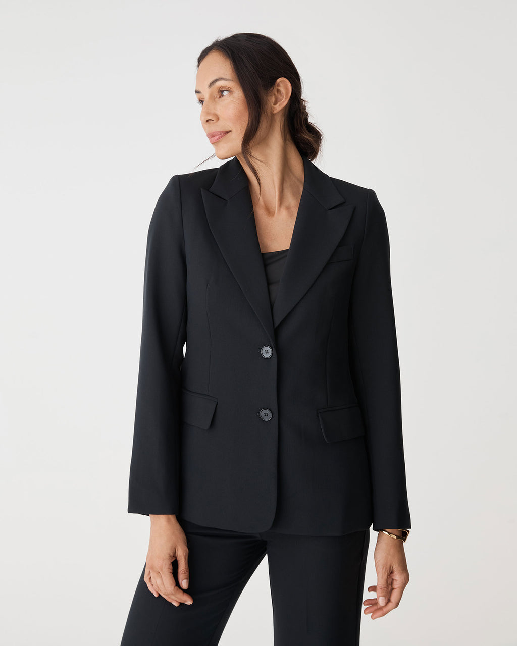 Jennifer Tailored Blazer in black — fabric detail