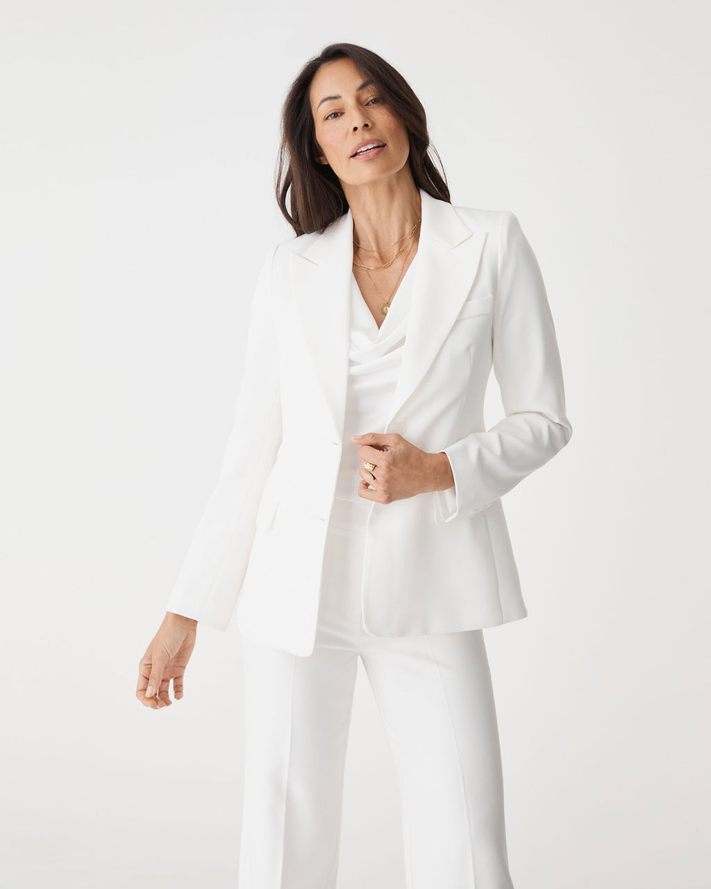 Jennifer Tailored Blazer in ivory — front view