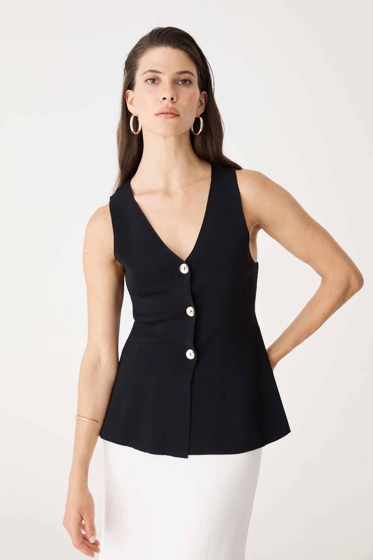 Valerie Button Peplum Knit Top
