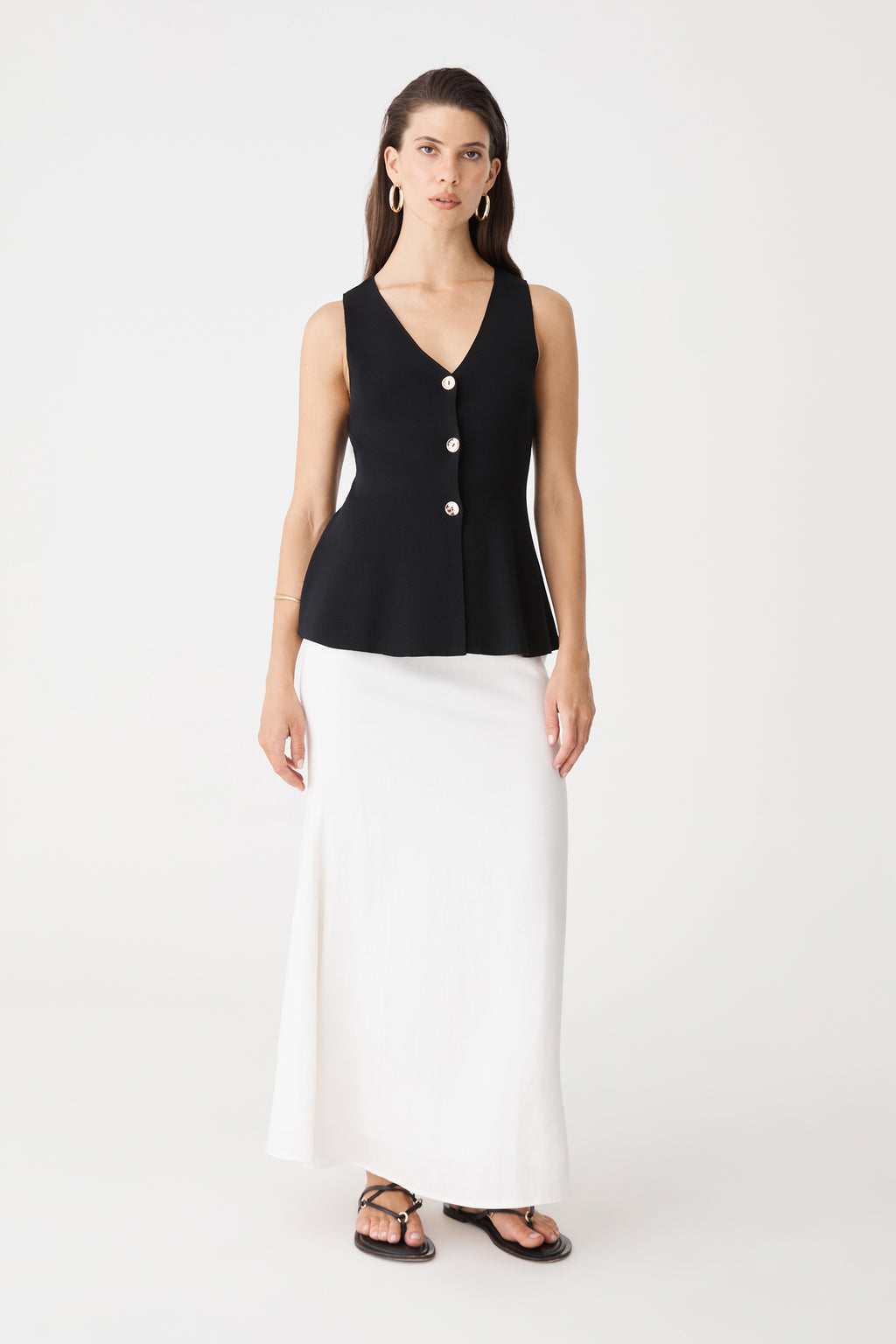Valerie Button Peplum Knit Top