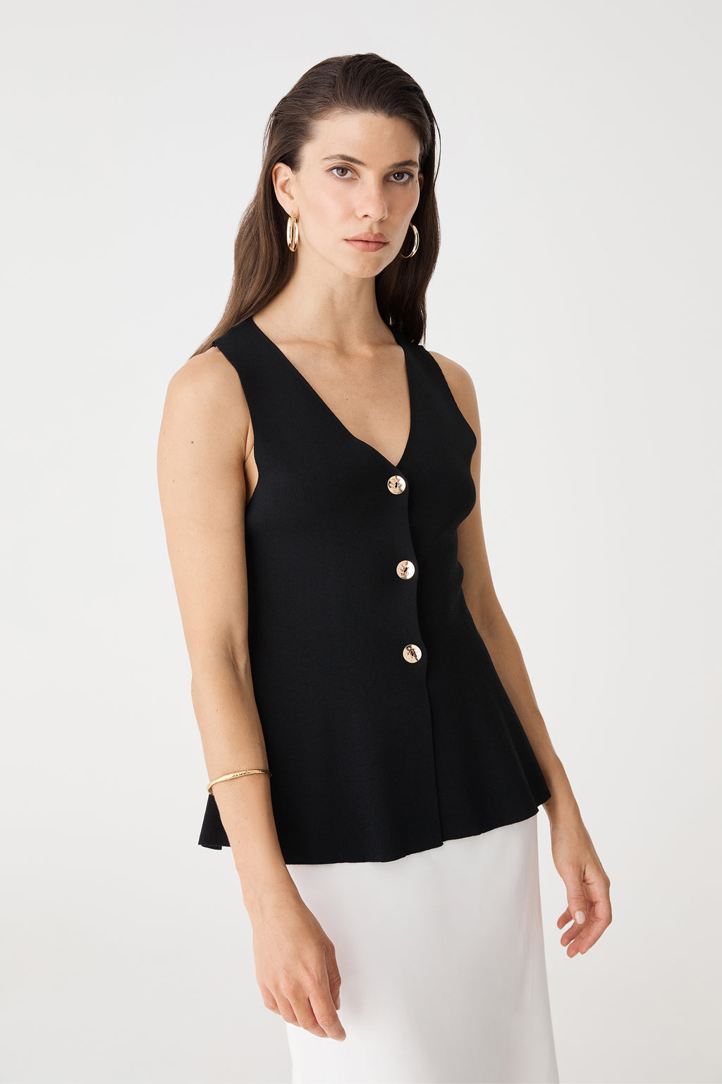 Valerie Button Peplum Knit Top
