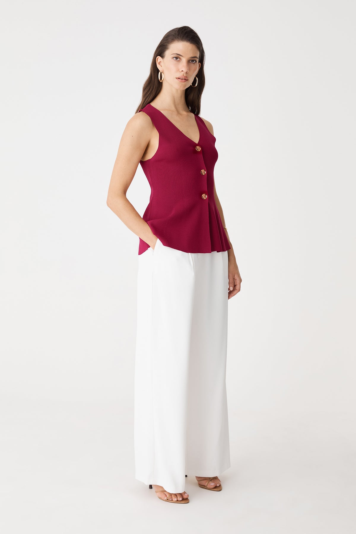 Valerie Button Peplum Knit Top