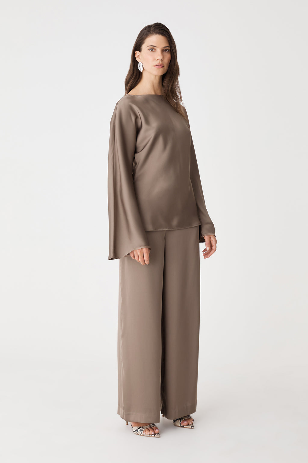 Asma Satin Wide Leg Pants