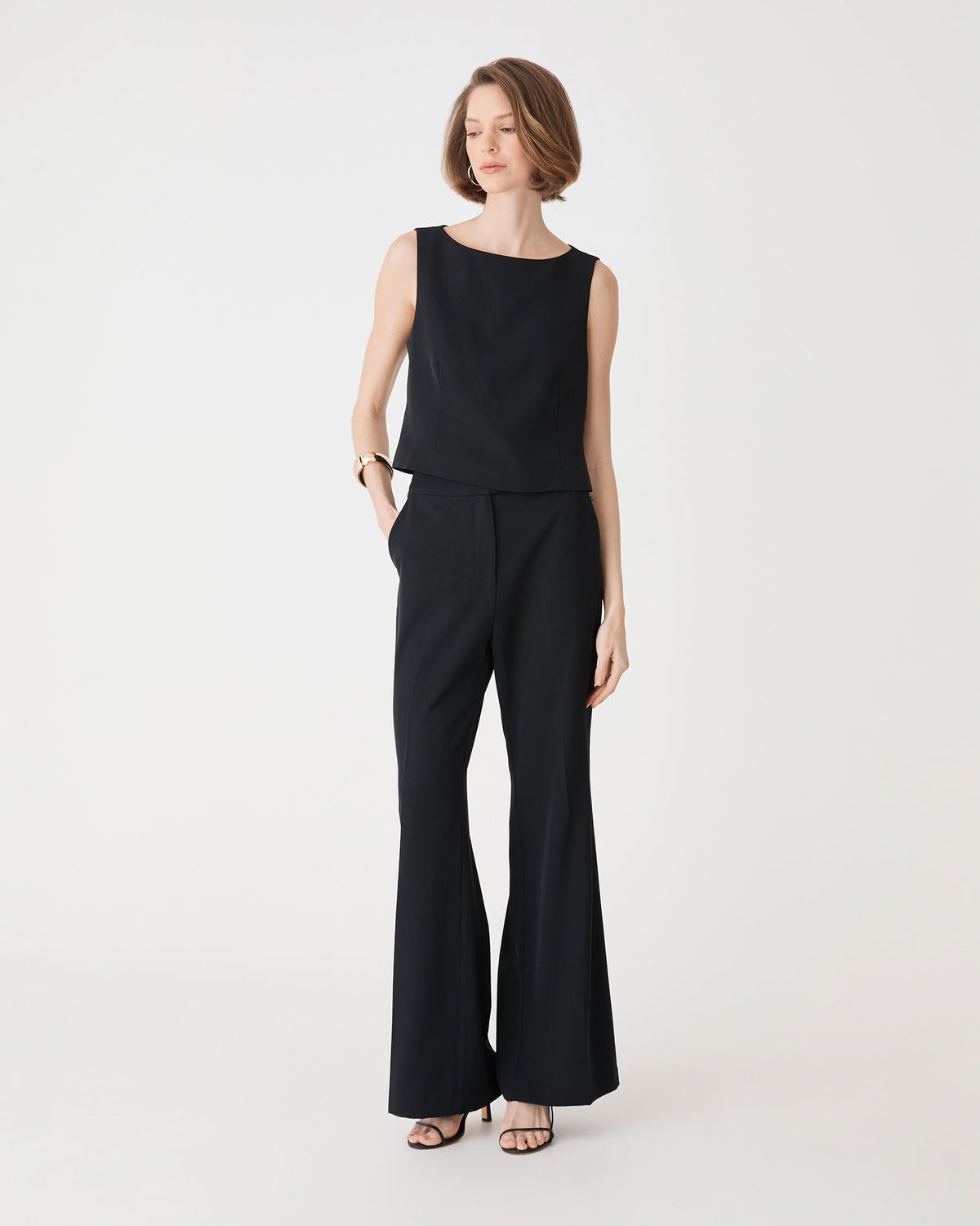 Chelsea Bootleg Pants in black — full-length view