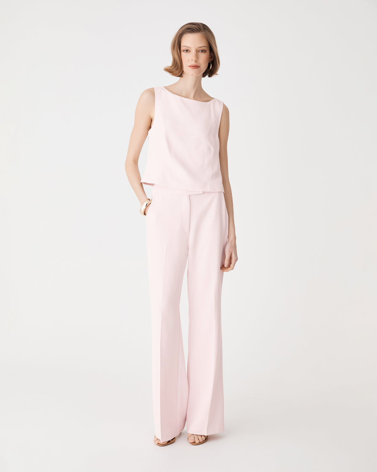 Chelsea Bootleg Pants in petal pink — close-up view 2