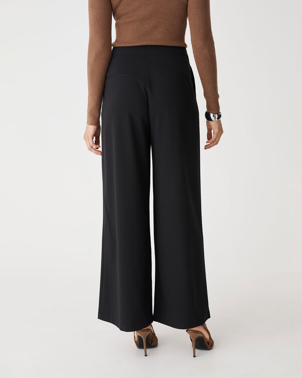 Parker Pleated Pants in black — back view
