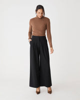 Parker Pleated Pants in black — full-length view