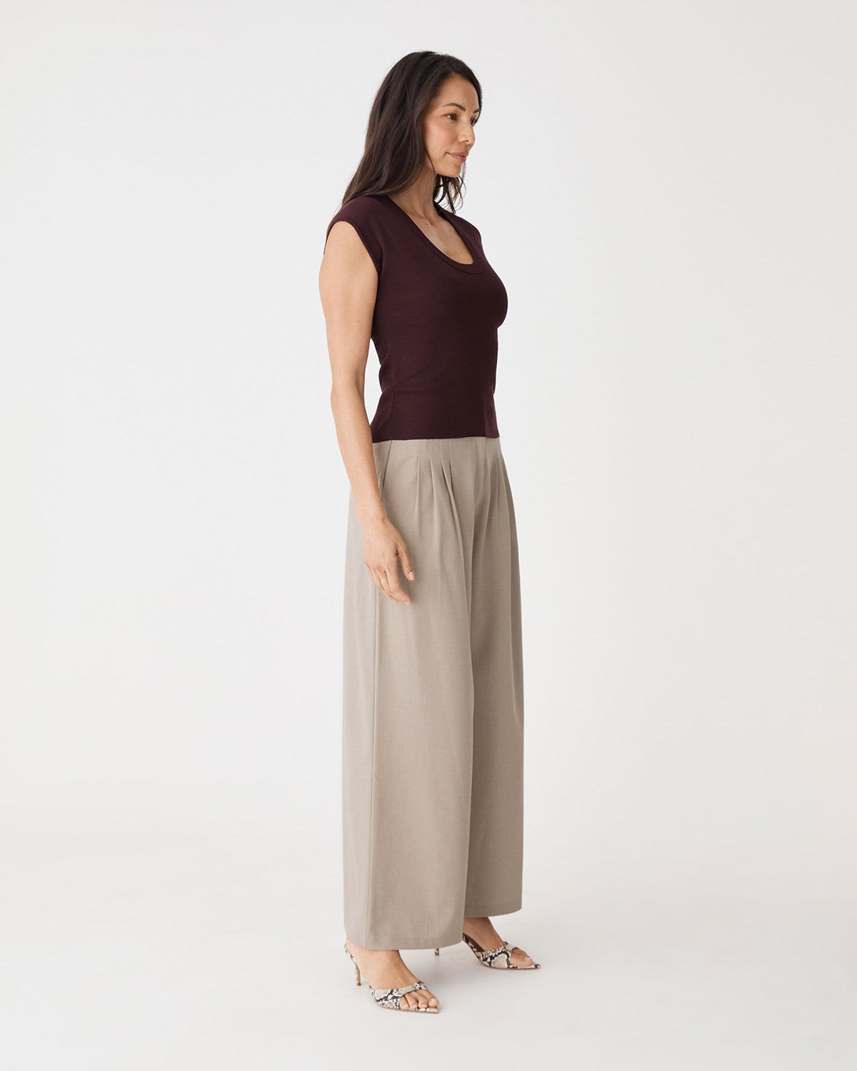 Parker Pleated Pants in driftwood — side view