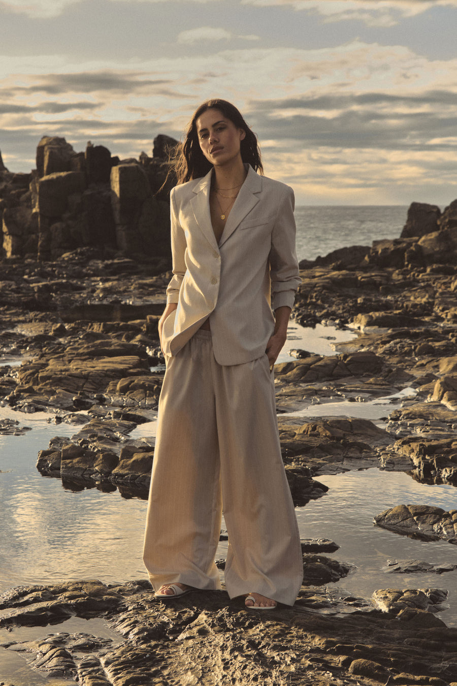 Zoe Elastic Pinstripe Pants