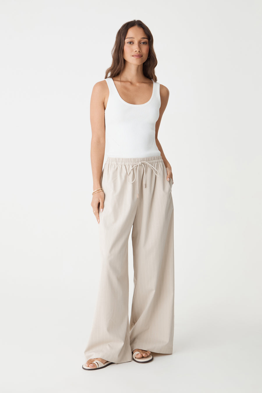 Zoe Elastic Pinstripe Pants