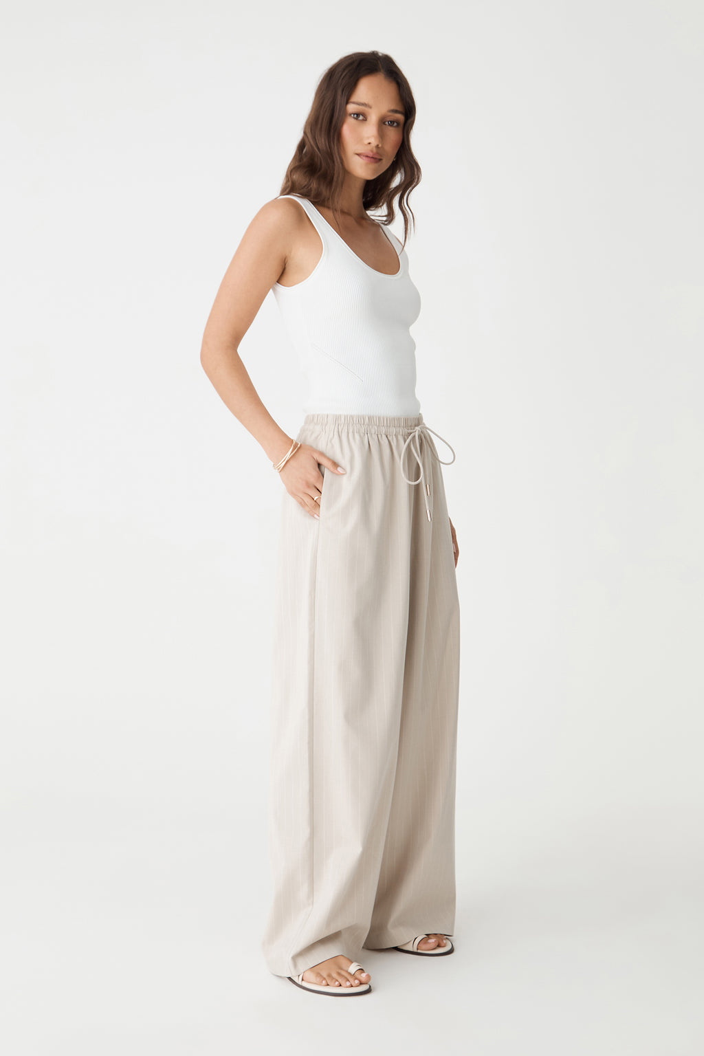 Zoe Elastic Pinstripe Pants