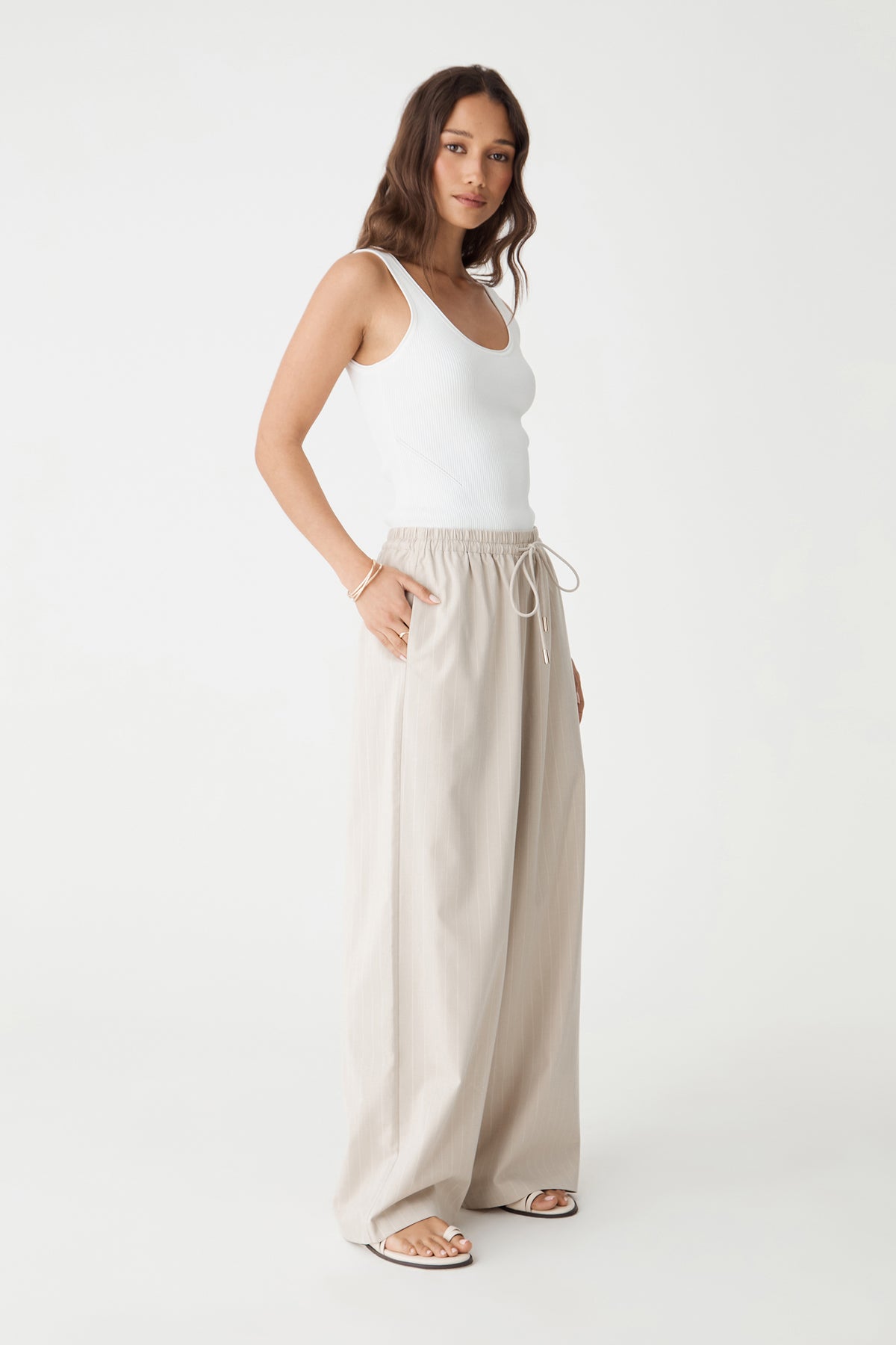 Zoe Elastic Pinstripe Pants
