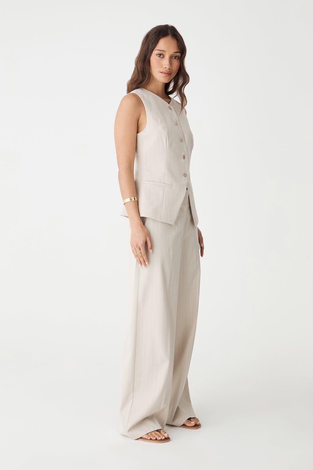 Zoe Elastic Pinstripe Pants