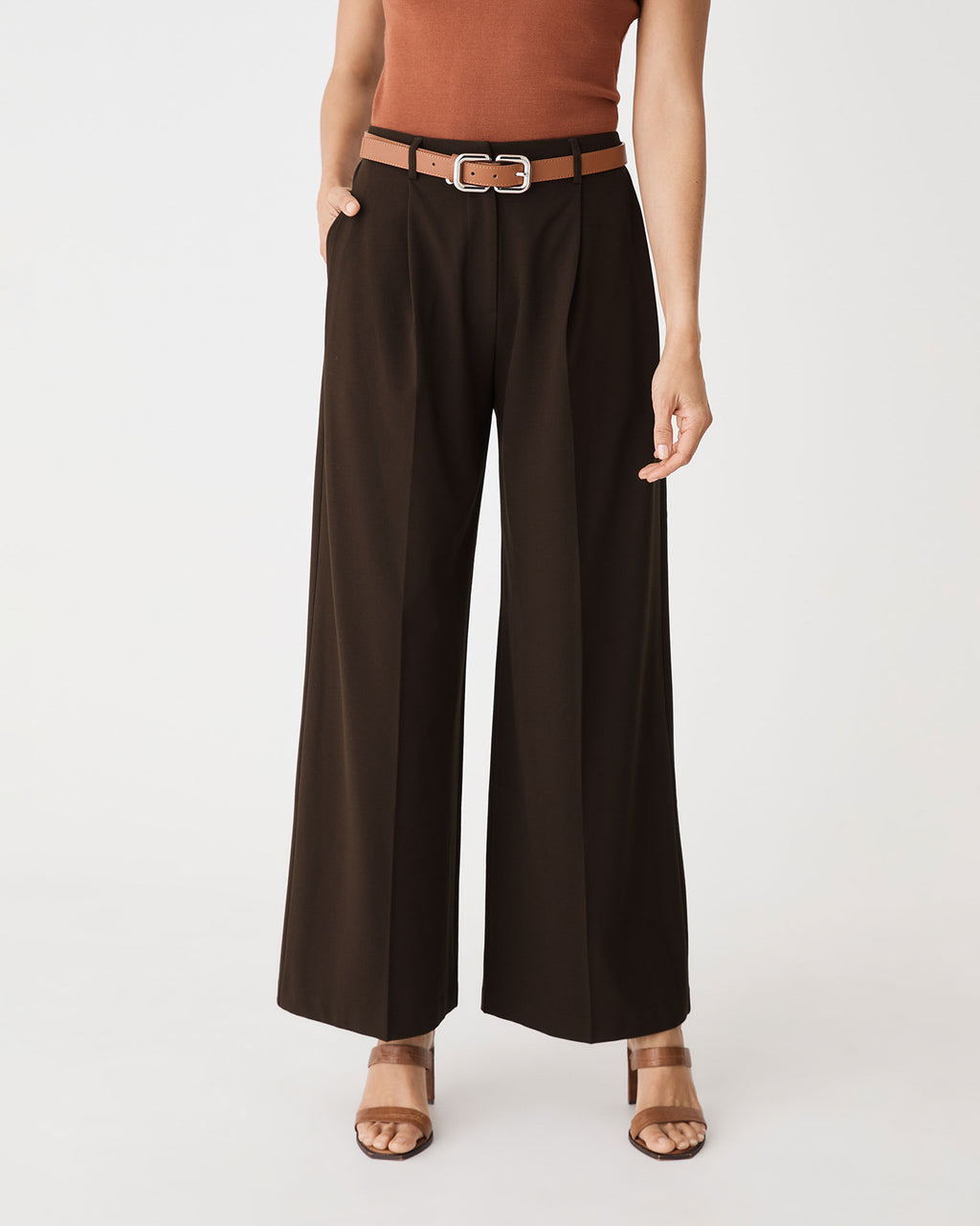 Margot Pleated Pants in chocolate — view 2