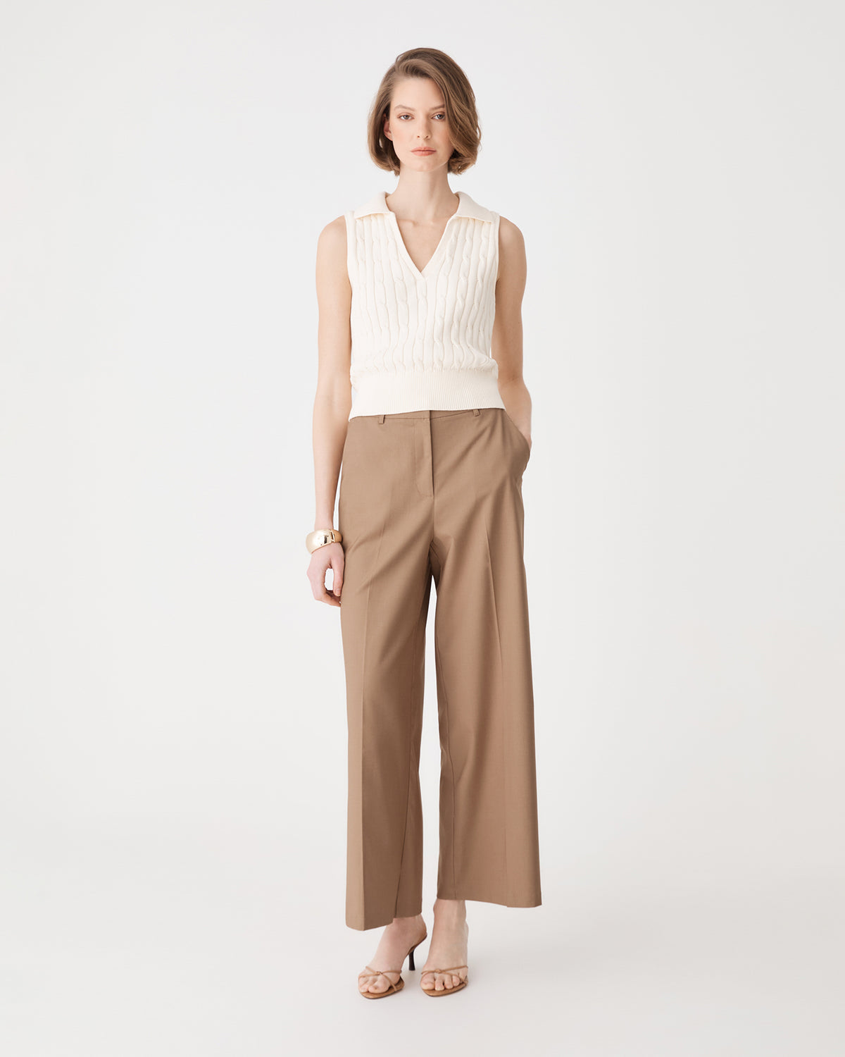 Andrea Wide Leg Pants in tan — view 2