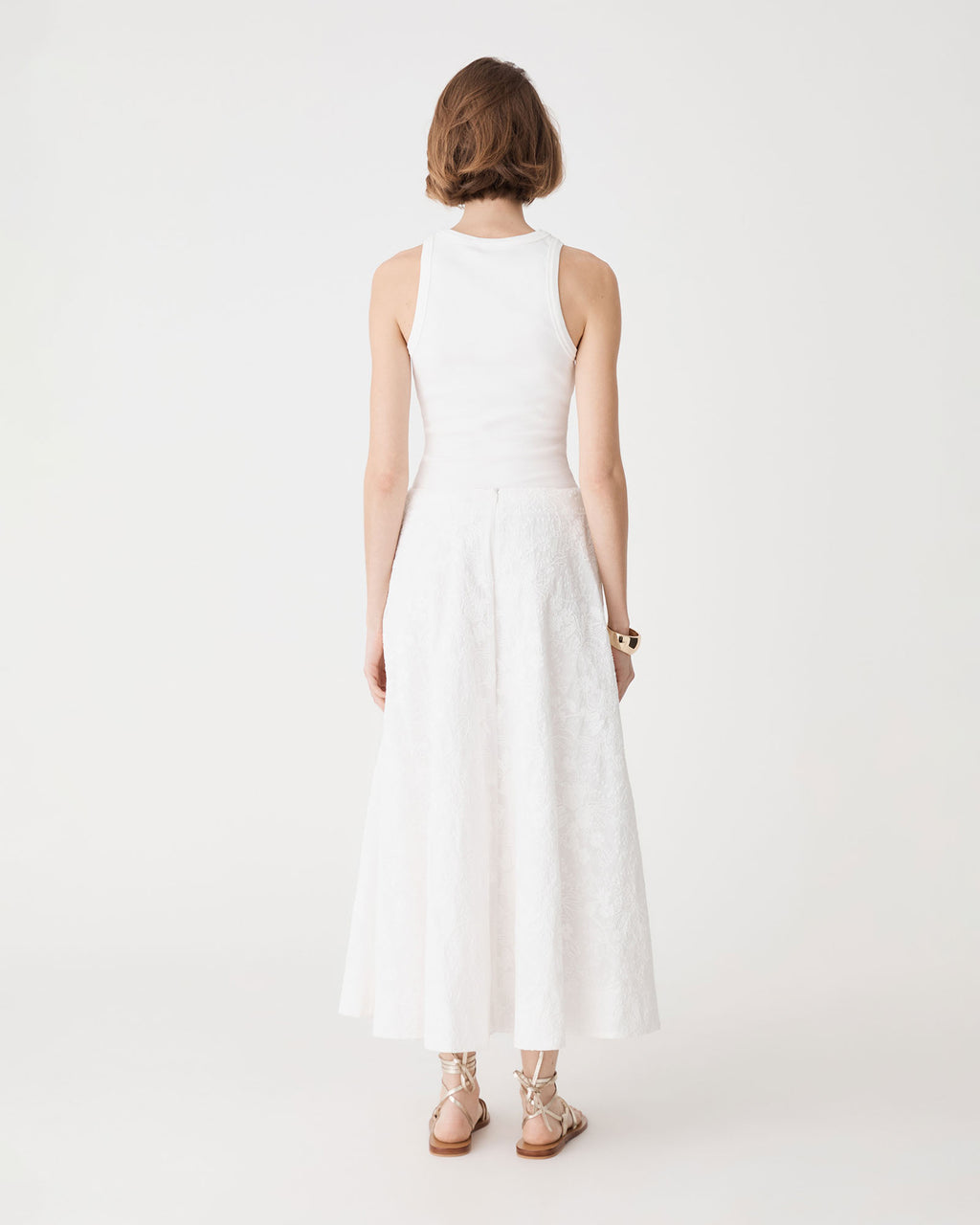 Eloise Embroidered Skirt in ivory — back view