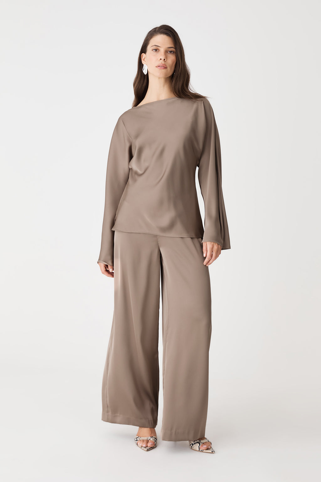 Asma Satin Wide Leg Pants