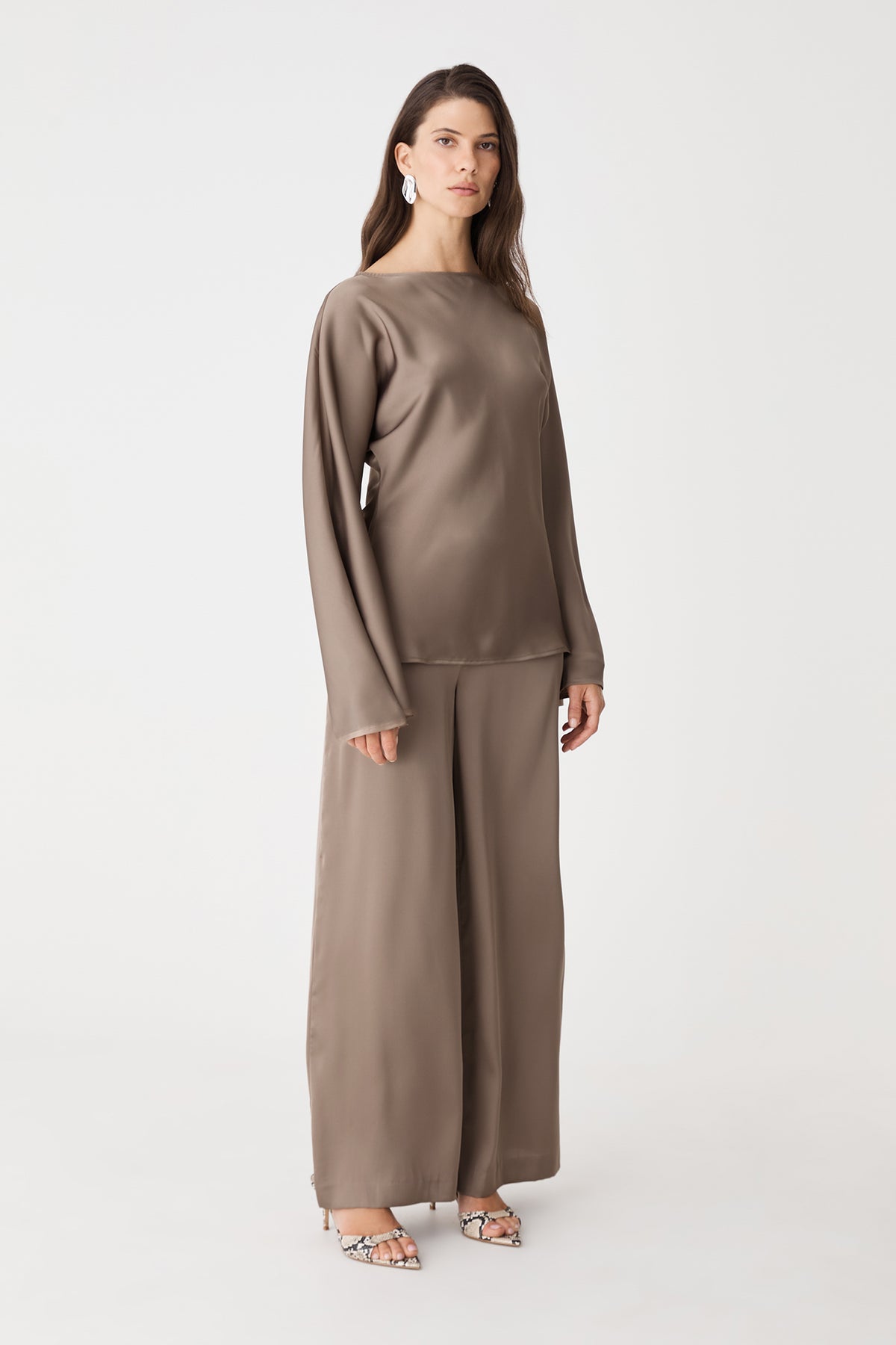 Asma Satin Wide Leg Pants