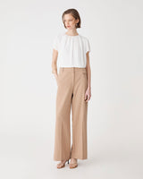 Angela Gathered Neck Top in snow — full-length view