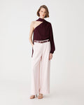 Opal One Shoulder Scarf Top in blackberry — full-length view