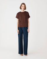Cameron Satin Tee in fudge — full-length view