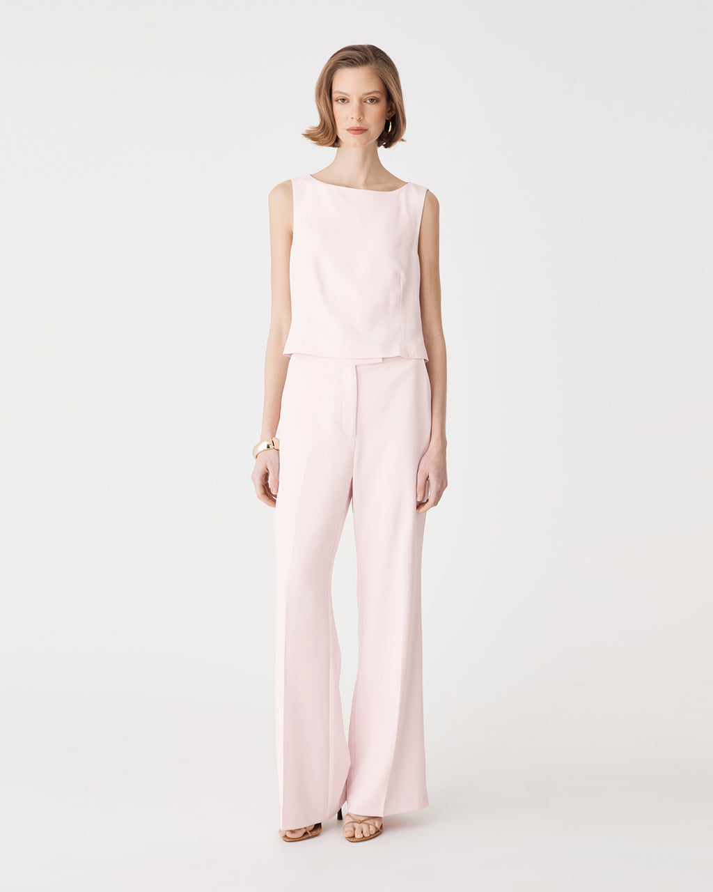 Chelsea Sleeveless Top in petal pink — full-length view