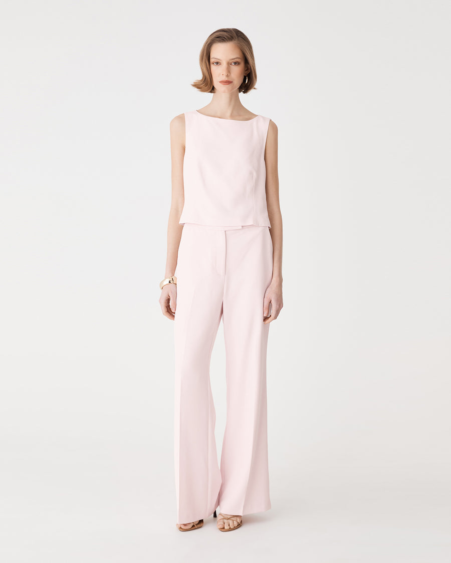 Chelsea Sleeveless Top in petal pink — full-length view