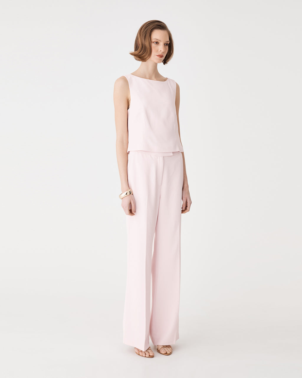 Chelsea Sleeveless Top in petal pink — side view