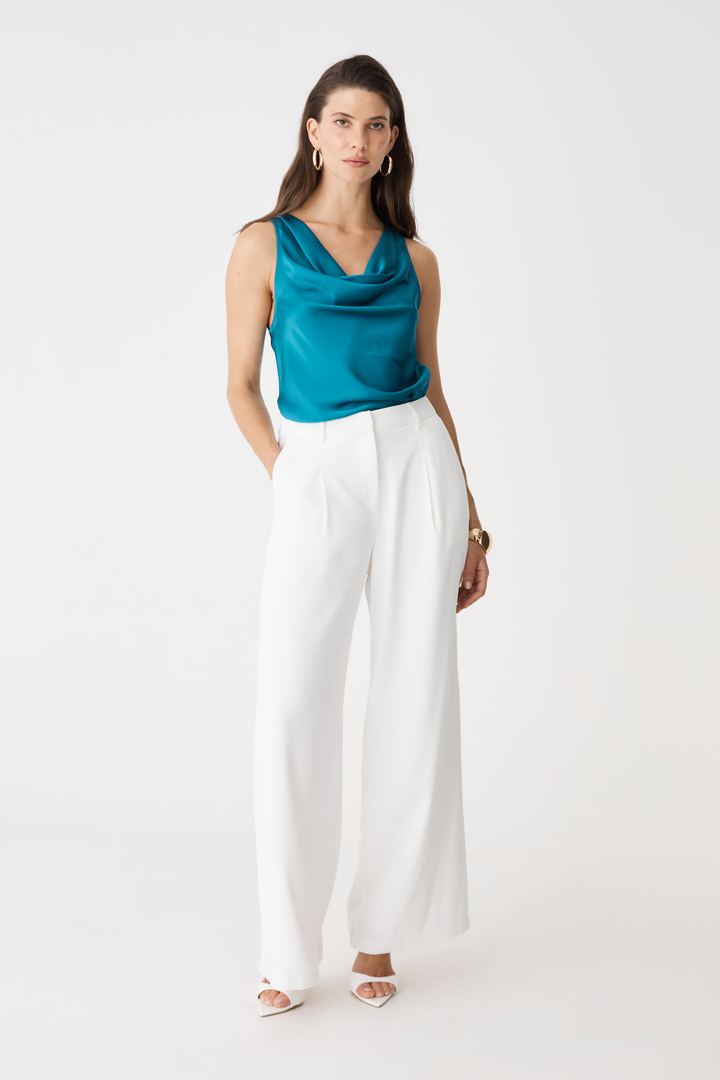 Aurelia Satin Cowl Neck Top