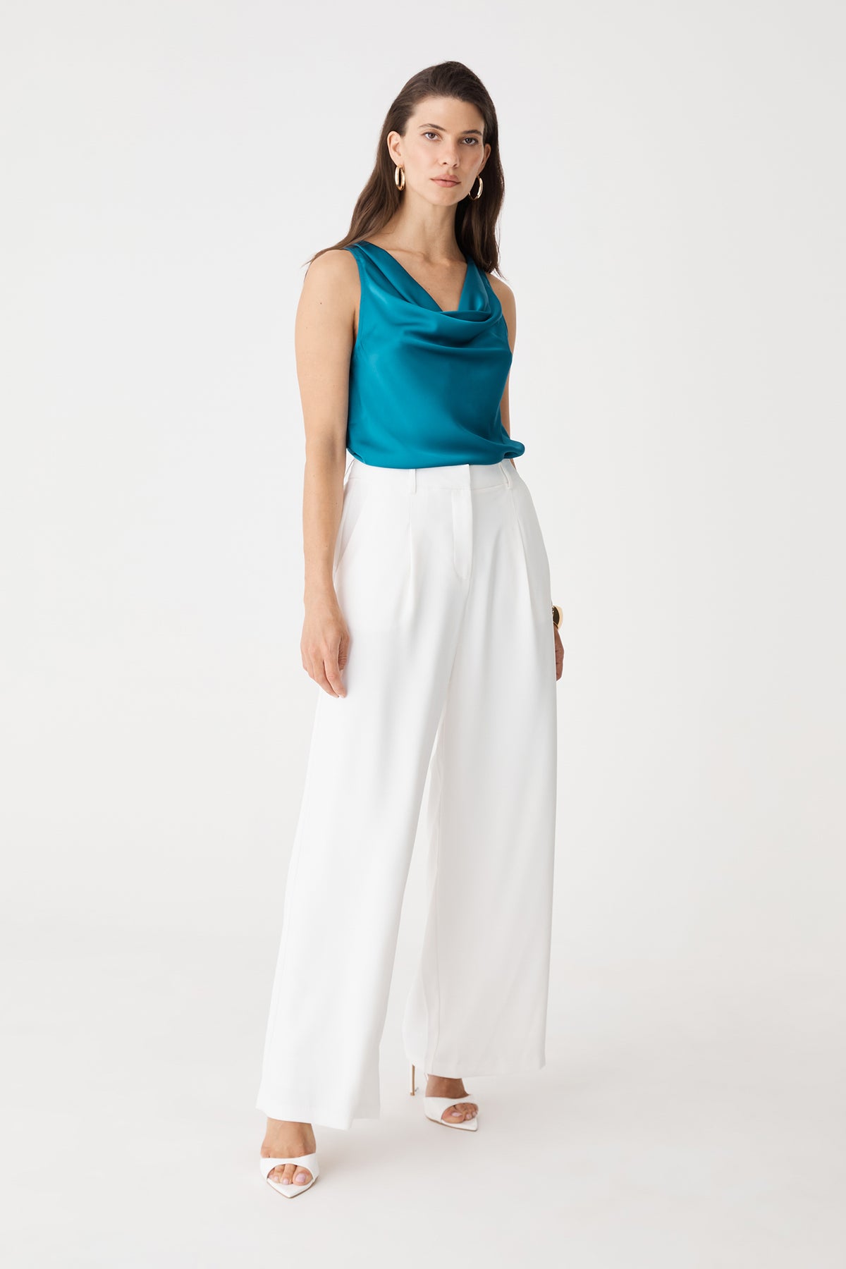 Aurelia Satin Cowl Neck Top