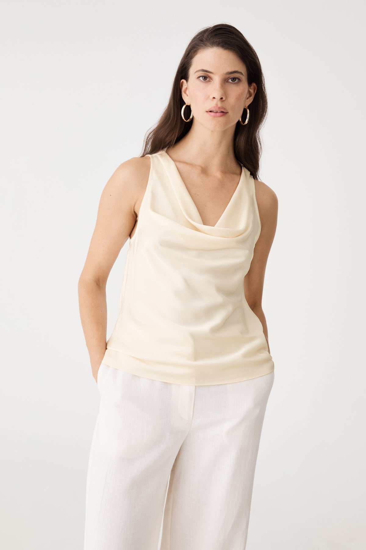 Aurelia Satin Cowl Neck Top