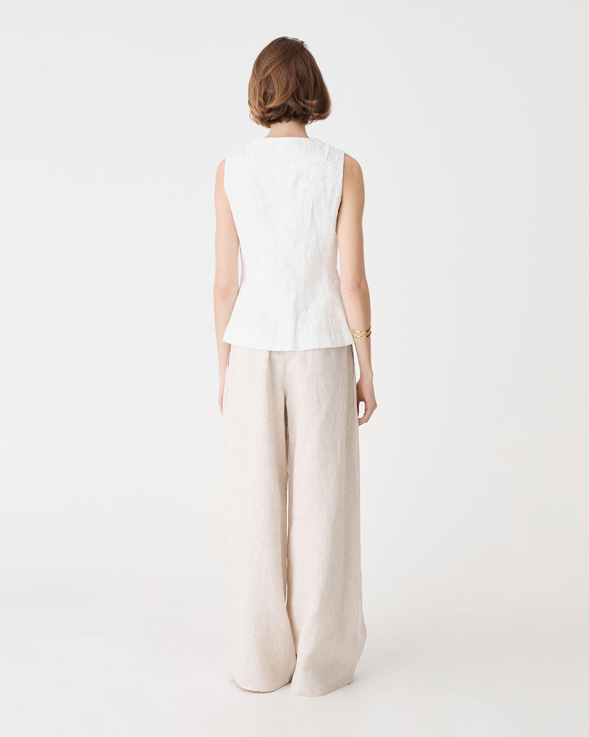 Eloise Embroidered Top in ivory — back view
