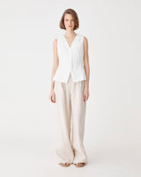 Eloise Embroidered Top in ivory — full-length view