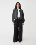 Rory Barrel Sleeve Jacket in grey herringbone — full-length view