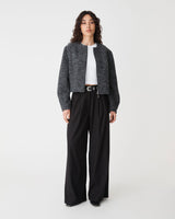 Rory Barrel Sleeve Jacket in grey herringbone — full-length view