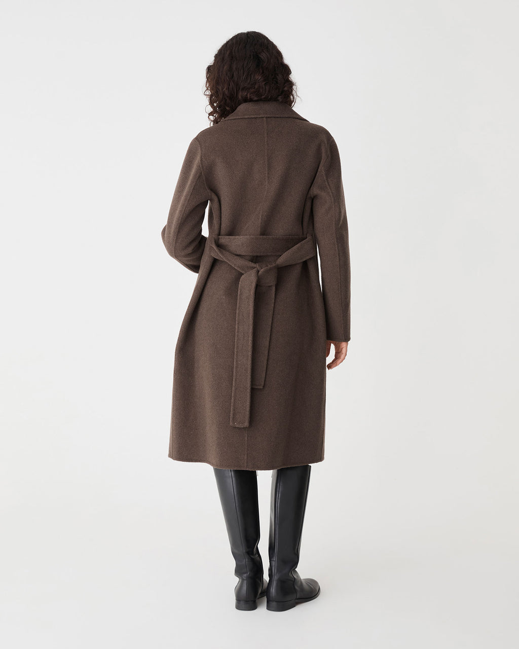 Alani Wool Blend Coat in chocolate — back view