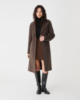 Alani Wool Blend Coat in chocolate — full-length view